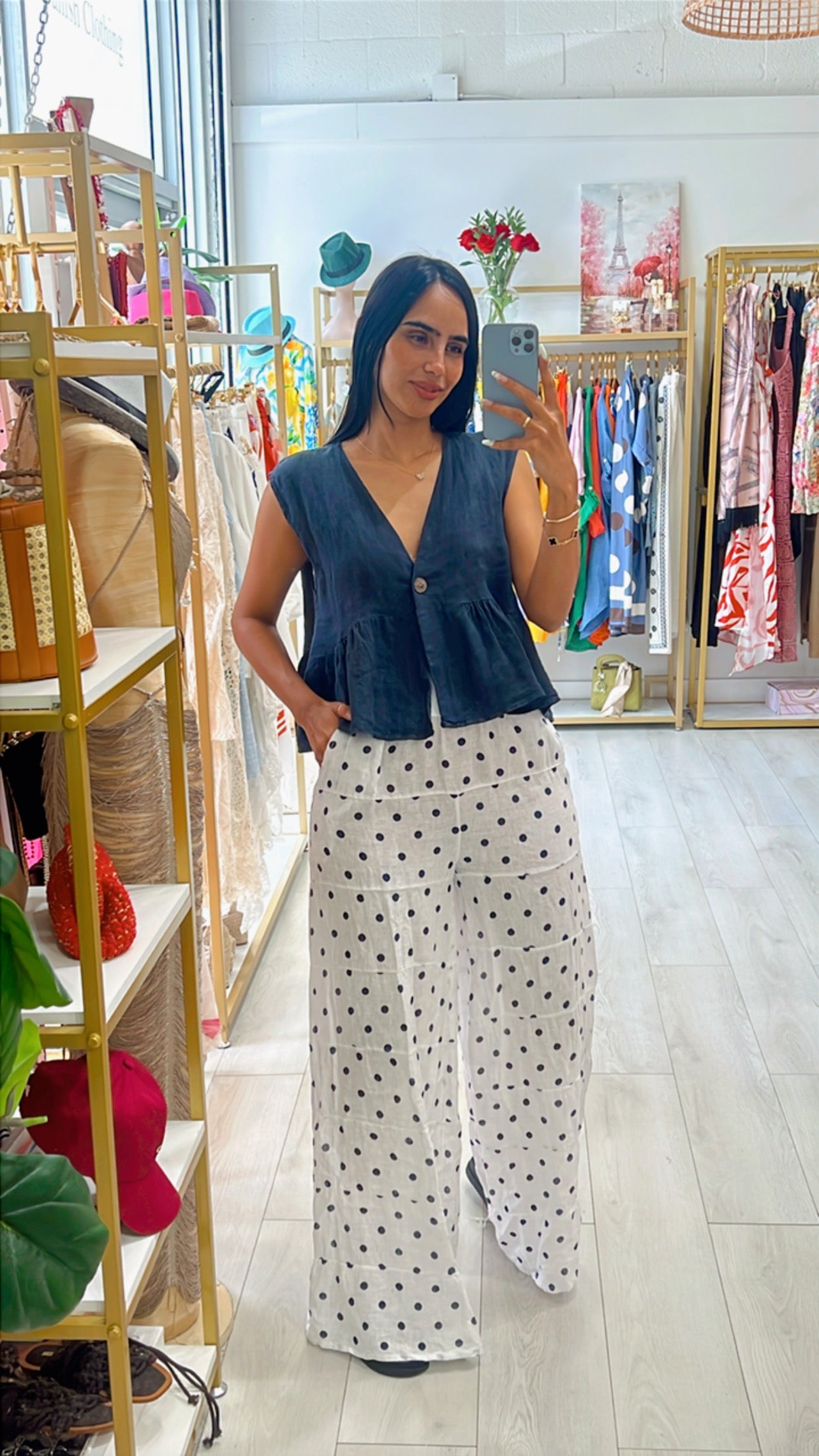 Lidia Linen Stamp Pant