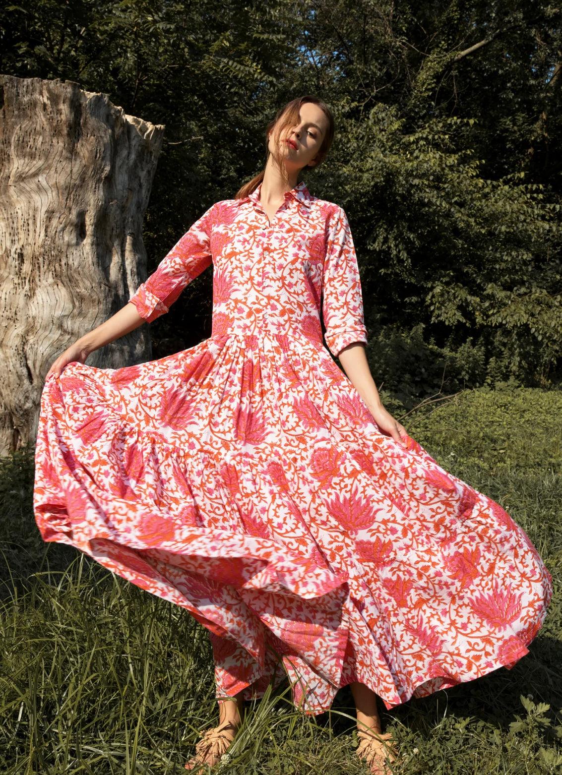 Meredith Floral Dress Coral