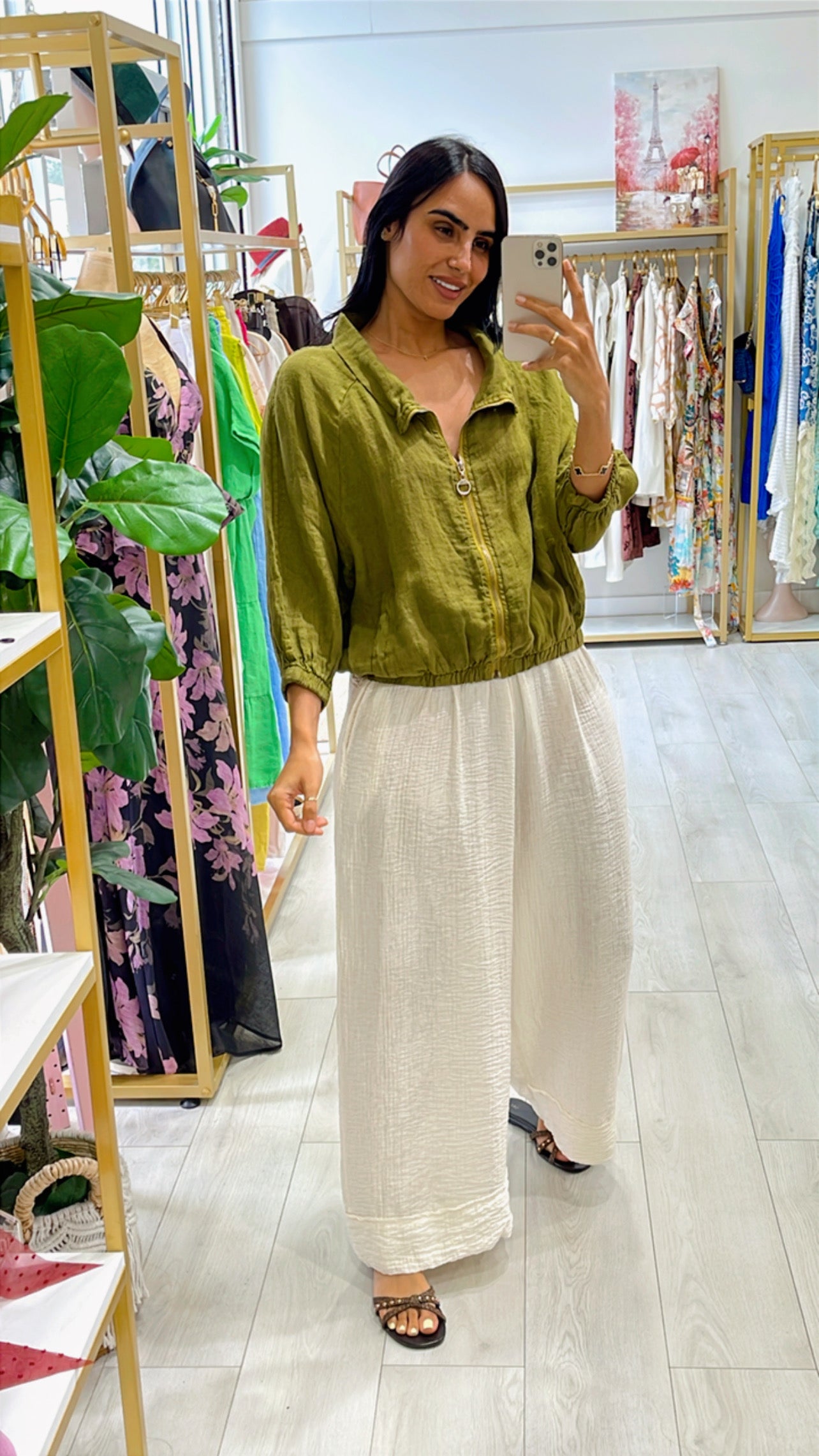 Olivia Linen Jacket Zipper