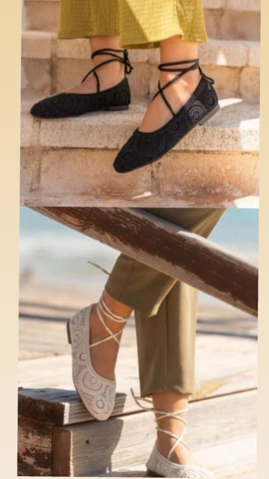 Crochet Balerina Black Shoes
