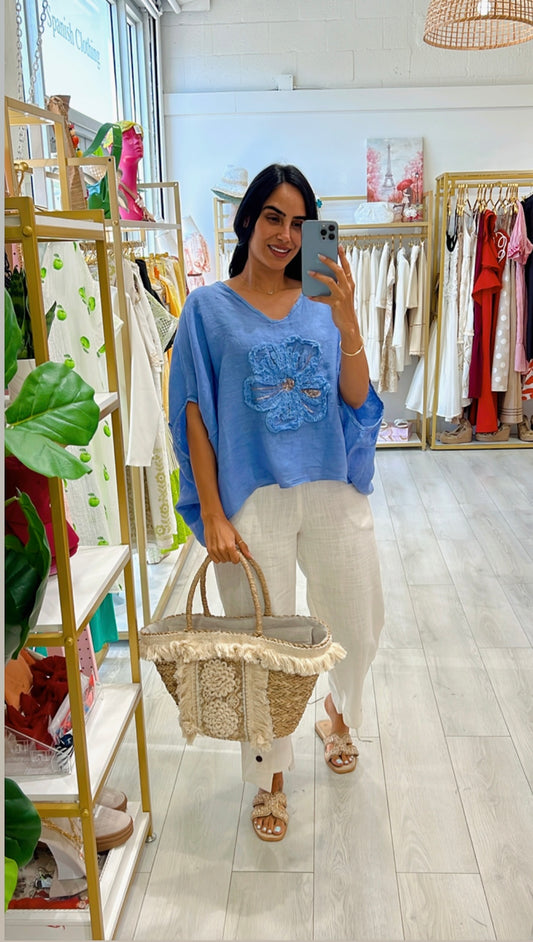 Lidia Linen Flor Blouse