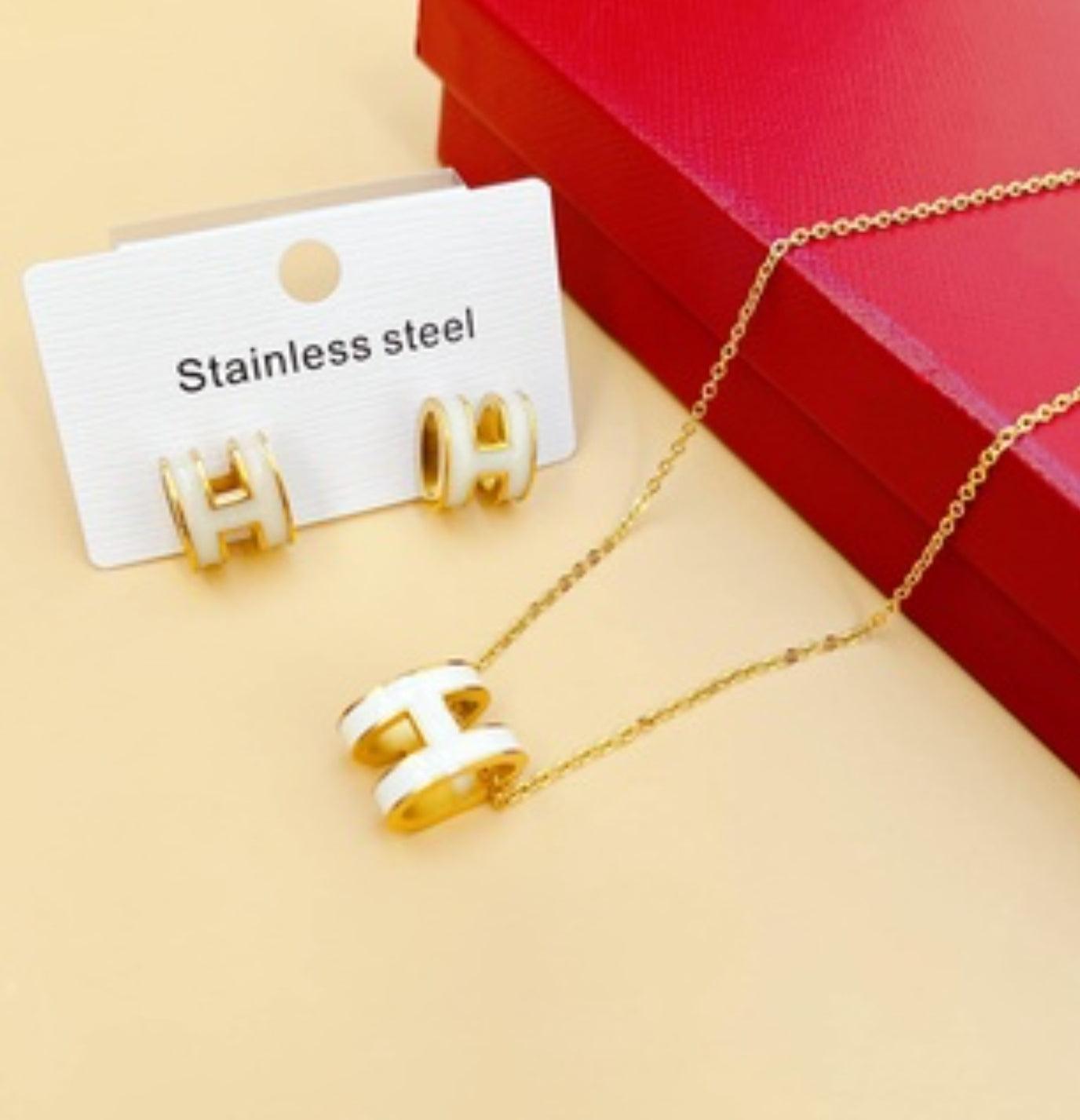 H Necklace and Earrings Set